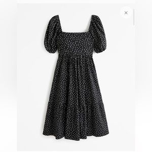 Abercrombie & Fitch Emerson Midi Poplin Dress Navy Large